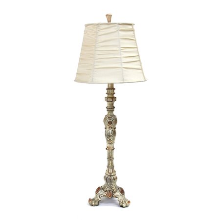 ELEGANT DESIGNS Antique Style Buffet Table Lamp with Cream Ruched Shade LT3301-CRM